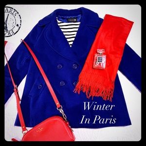 🇫🇷 ❄️ Brilliant Cobalt Blue Pea Coat 🇫🇷❄️